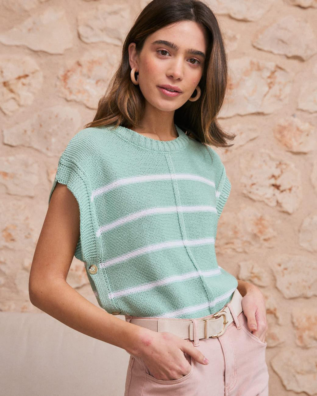 Haut rayÃ© vert aqua