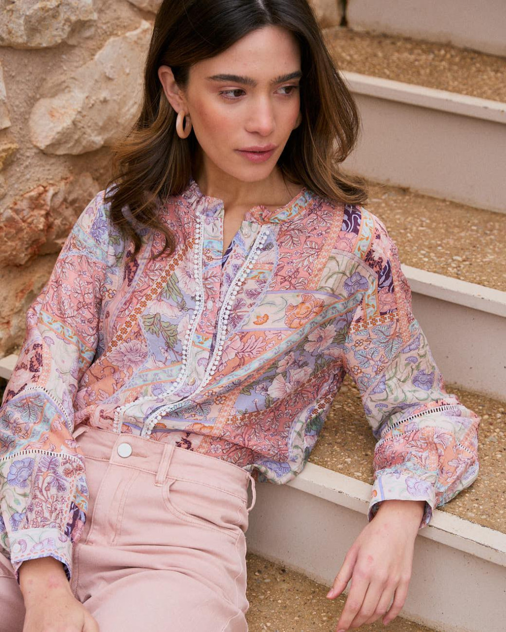 Tamaris Print Patchwork Blouse
